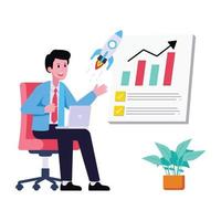 An editable flat illustration of business chat vector