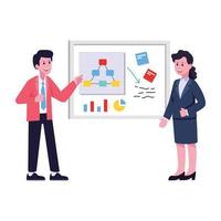 An editable flat illustration of business chat vector