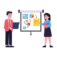 An editable flat illustration of business chat vector