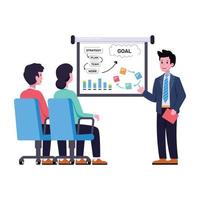 An editable flat illustration of business chat vector