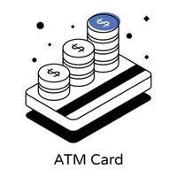 un icono de diseño isométrico de la tarjeta atm vector