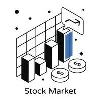 Modern isometric icon of stock market vector