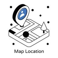 An isometric icon of map location, editable design vector