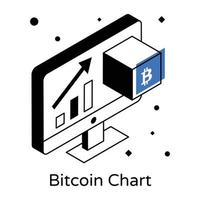 A bitcoin chart isometric vector download