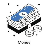 An icon of money stack in isometric design vector