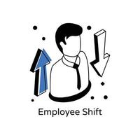 Trendy isometric icon of an employee shift vector