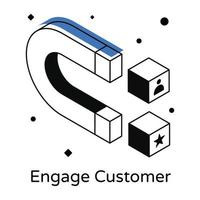 Modern isometric icon of engage customers vector