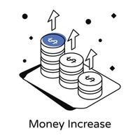 An isometric icon of money increase, editable design vector
