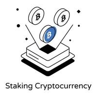 icono isométrico de la criptomoneda de staking vector