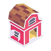 A captivating isometric icon of barn vector