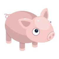 A well-designed isometric icon of pig vector