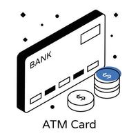 un icono de diseño isométrico de la tarjeta atm vector