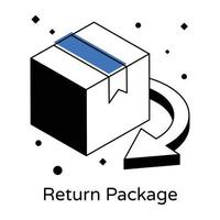 An icon of return package in isometric design vector