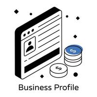 un icono isométrico de perfil de negocio web