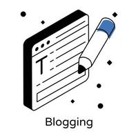 A modern isometric icon of a blogging