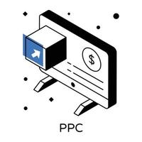 un icono de ppc en diseño isométrico vector