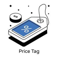 Trendy isometric icon of price tag vector