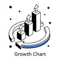 A trendy isometric icon of financial chart vector