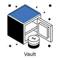 Bank vault for money saving, isometric icon vector