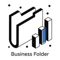 Editable isometric icon of business folder vector
