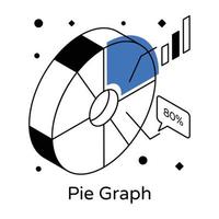 A trendy isometric icon of financial chart vector