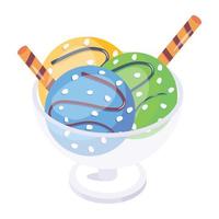 Frozen dessert, an isometric icon of sundae vector