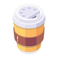 Takeaway drink isometric icon, vector design