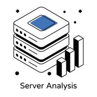 An icon of server analysis isometric vector