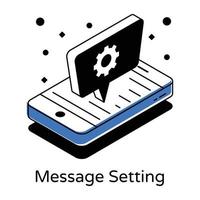 Message setting isometric icon in editable format