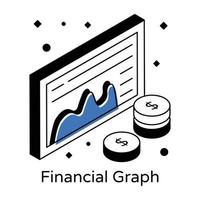 A financial graph premium isometric icon vector