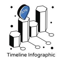 Icon of bar chart in isometric design vector