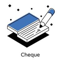 un icono de diseño isométrico de cheque bancario vector