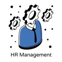 HR management icon, gear on a person vector