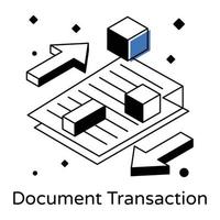 Isometric icon of document transaction
