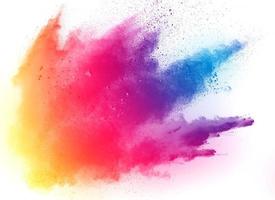 abstract multicolored powder splatted on white background,Freeze motion of color powder exploding photo