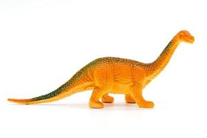 modelo de juguete de dinosaurio brachiosaurus sobre fondo blanco foto
