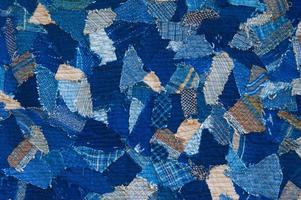 cloth pieces dyeing with indigo blue photo