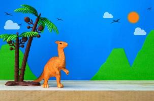 Parasaurolophus dinosaur toy model on wild models background photo