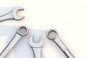 Combination wrenches for repair on white background. 3d render photo