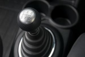 Car interior. manual transmission gear shift. photo