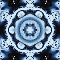 Dark reflection abstract background. Kaleidoscope pattern in black and blue color. Free photo. photo