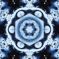 Dark reflection abstract background. Kaleidoscope pattern in black and blue color. Free photo. photo