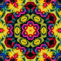 Colorful abstract square background. Kaleidoscope pattern of colorful flowers. Free background. photo