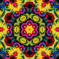 Colorful abstract square background. Kaleidoscope pattern of colorful flowers. Free background. photo