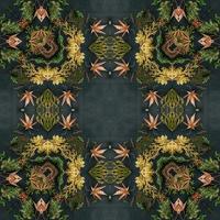 Dark green abstract rectangular background. Spruce kaleidoscope pattern. Free background. photo