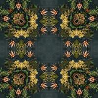 Dark green abstract rectangular background. Spruce kaleidoscope pattern. Free background. photo