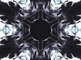 Gothic vibes abstract background in dark blue and black color. Kaleidoscope pattern. Free photo. photo