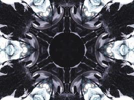 Gothic vibes abstract background in dark blue and black color. Kaleidoscope pattern. Free photo. photo