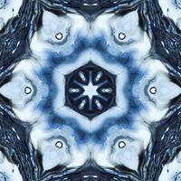 Dark reflection abstract background. Kaleidoscope pattern in black and blue color. Free photo. photo