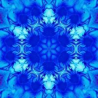 Dark blue abstract square background. Watercolor kaleidoscope pattern. Free background. photo